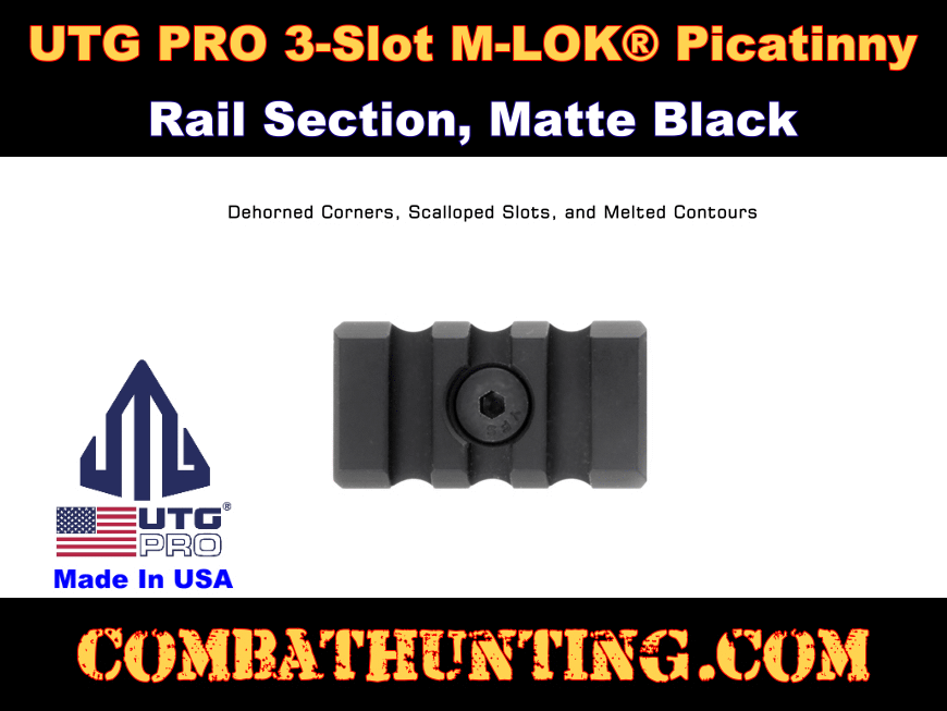 UTG PRO 3-Slot M-LOK® Picatinny Rail Section Matte Black style=
