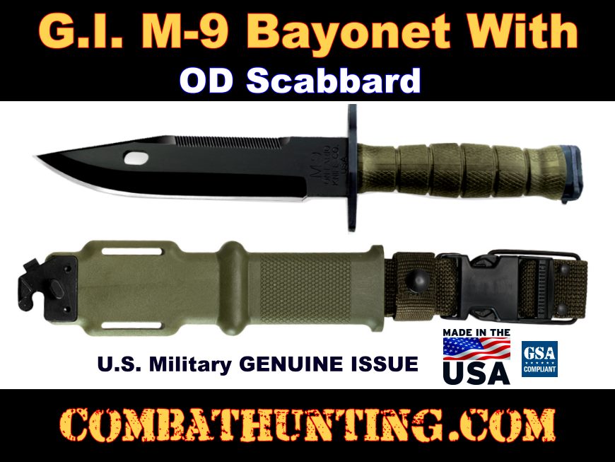 GI M9 Bayonet (Genuine Issue) Bayonet & Scabbard-OD style=