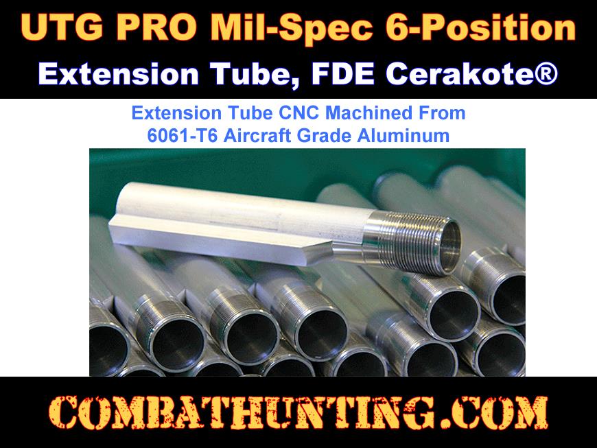 UTG PRO® AR15 6-position Receiver Extension Tube, Mil-spec FDE Cerakote® style=