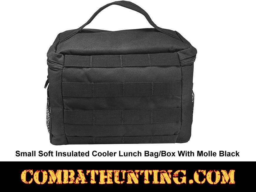 Small Black Soft Insulated Cooler Lunch Bag/Box With Molle style=