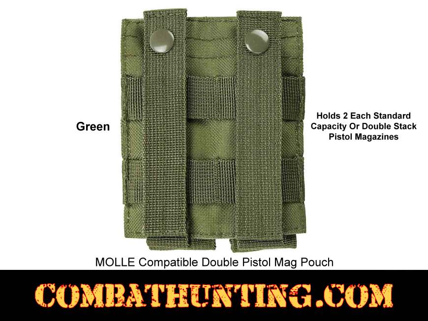 Green Double Pistol Mag Pouch Molle Compatible style=