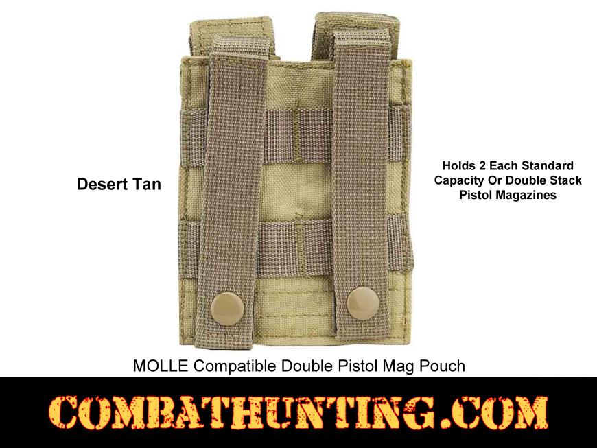 Desert Tan Double Pistol Mag Pouch Molle Compatible style=