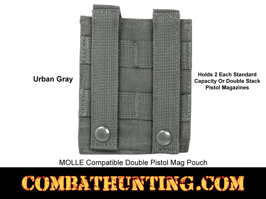 Urban Gray Double Pistol Mag Pouch Molle Compatible style=