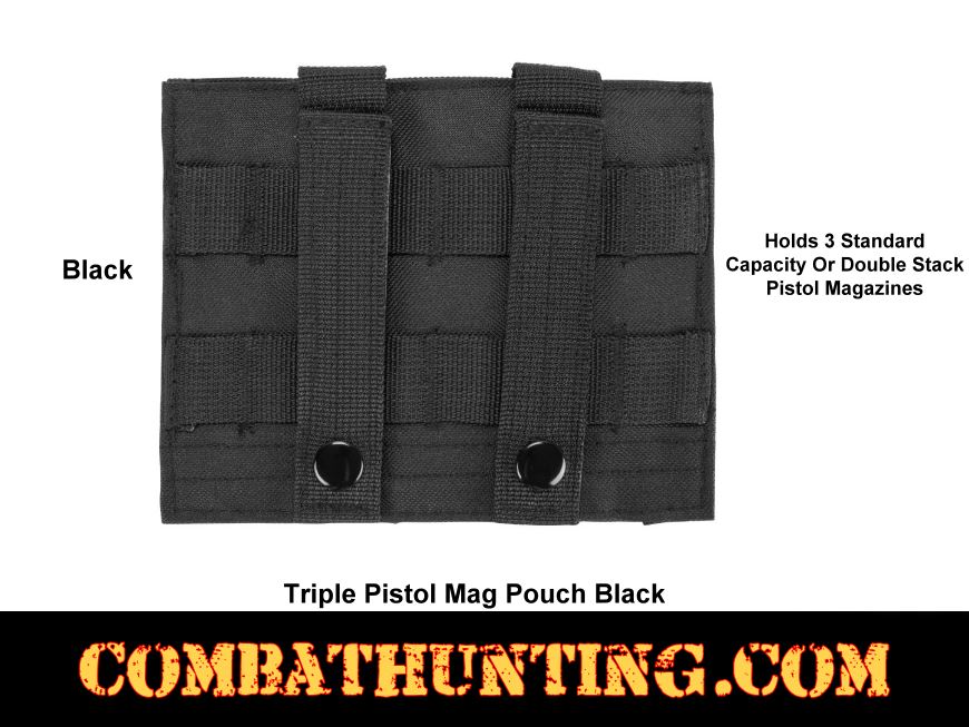 Triple Pistol Mag Pouch Molle Black style=