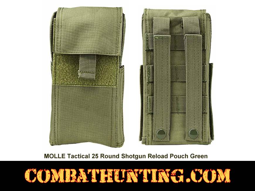 Molle Tactical 25 ROUNDS Shotgun Reload Pouch Ammo Carrier Mag 12 Gauge Case-GRN 