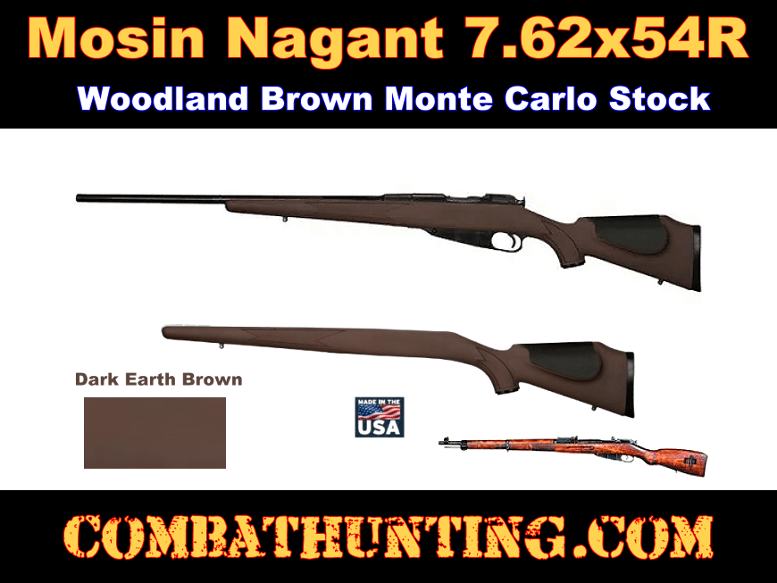 Mosin Nagant Monte Carlo Stock Woodland Brown style=