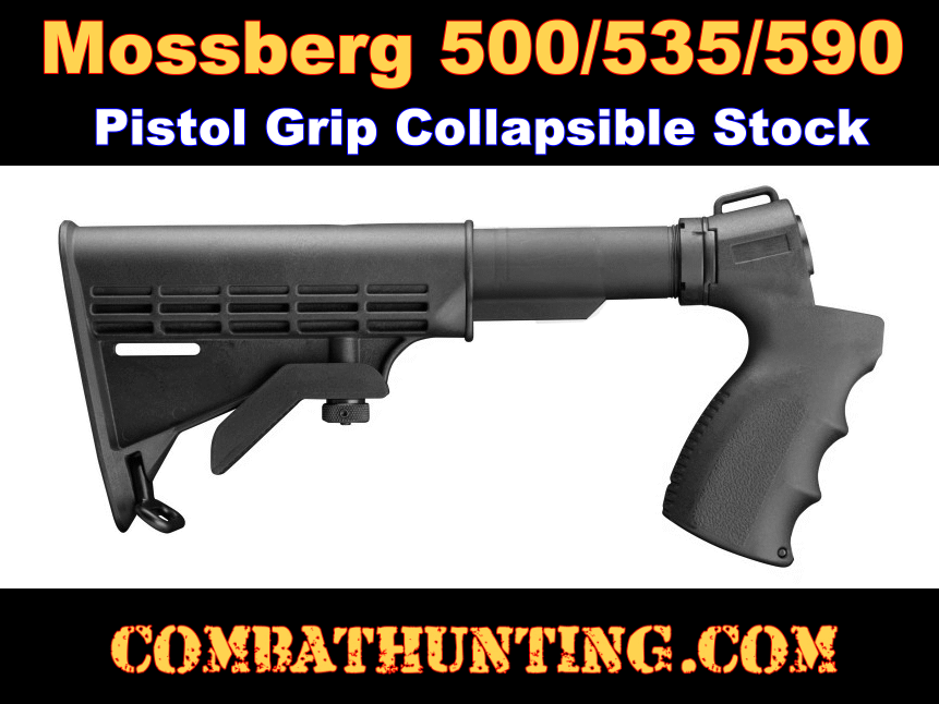 RockTac Supply Grip Stock Combo For Mossberg 500, 535, 590, Maverick 88 – 12 Gauge Black