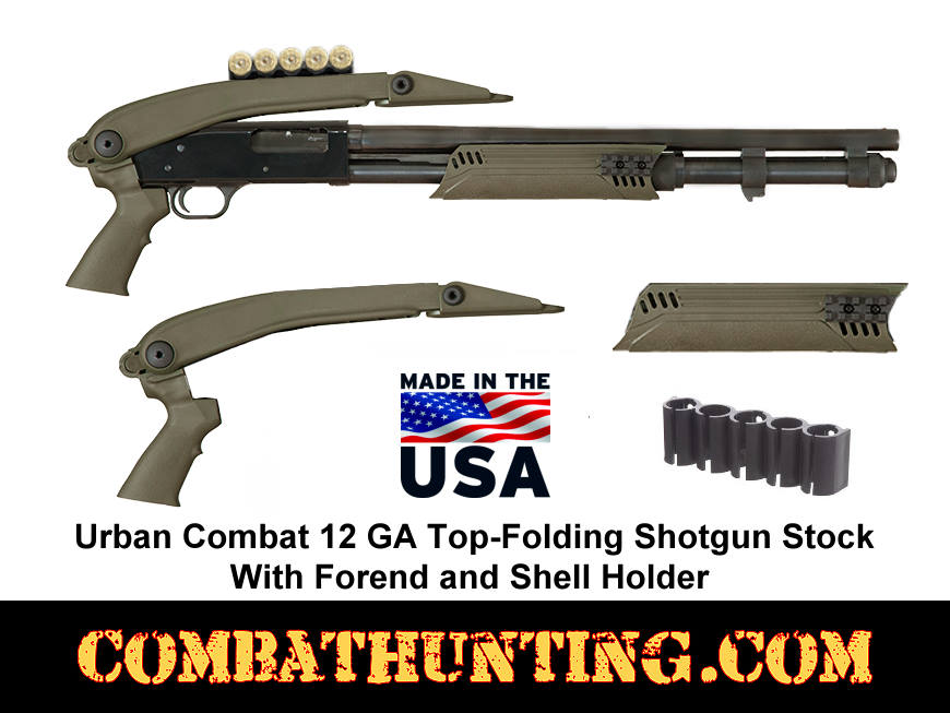 Mossberg 590A1 Top Folding Stock and Forend With 12 GA Shell Holder