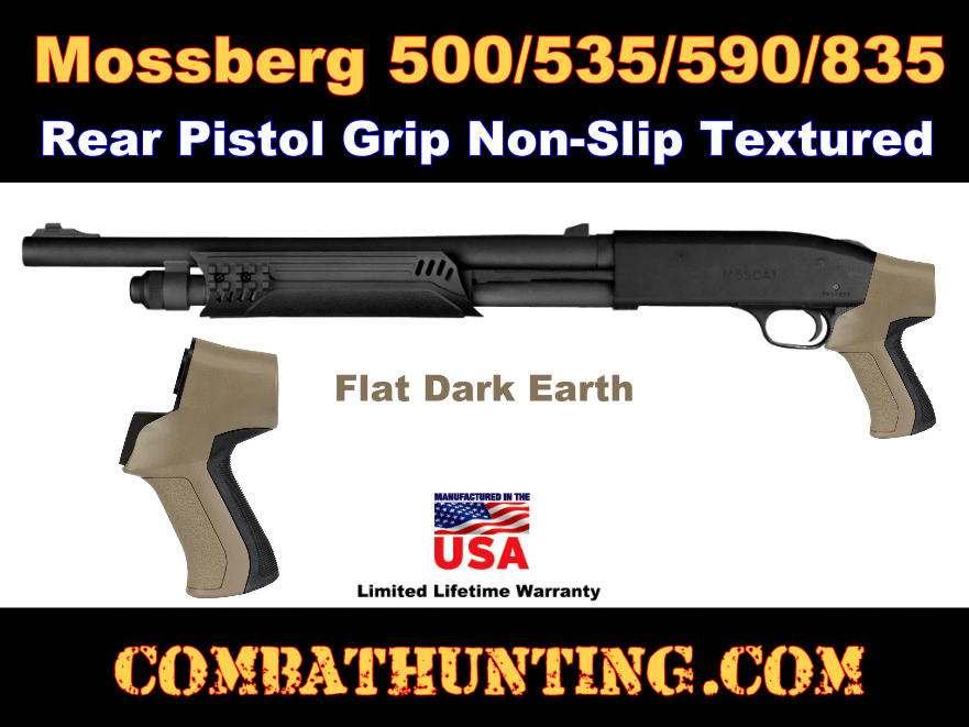 Flat Dark Earth Mossberg 500/535/590/835 Rear Pistol Grip 12 Ga style=