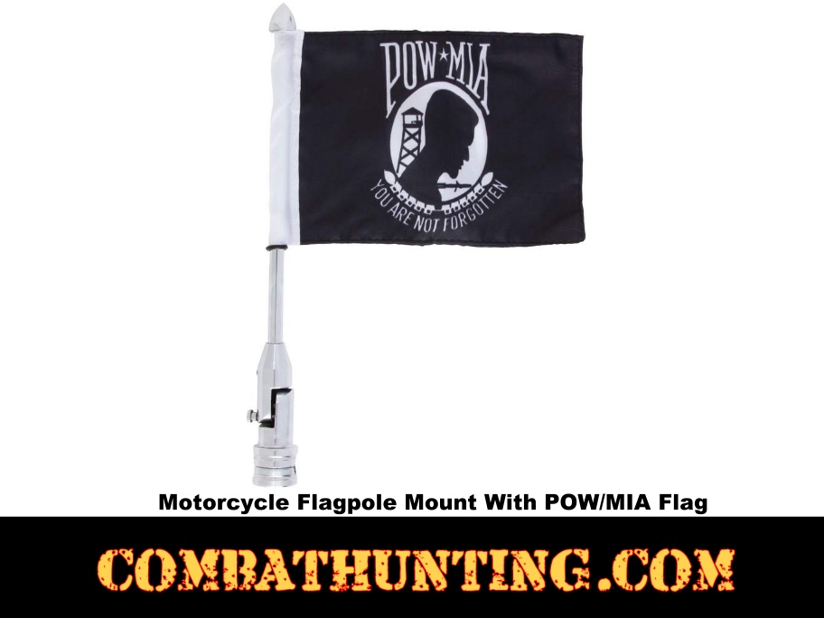 American Flag with Motorcycle Flagpole Mount Diamond Plate 