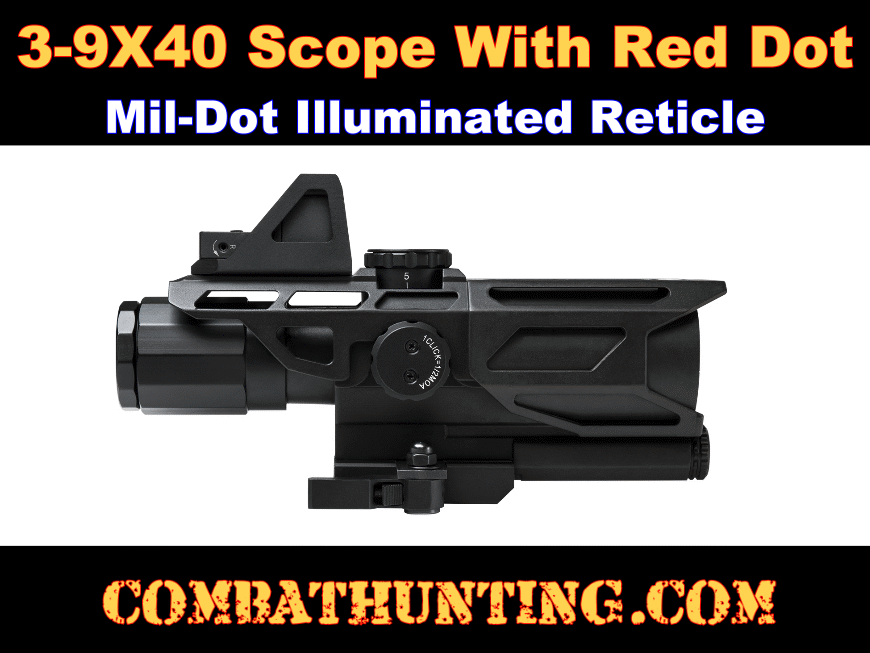 AR-15 Scope Red Dot Combo 3-9X40 Mil-Dot style=