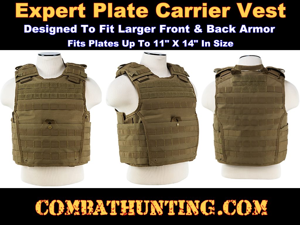 VISM Tactical Vest Molle Plate Carrier Bulletproof Expert Heavy Duty Hunting Tan 