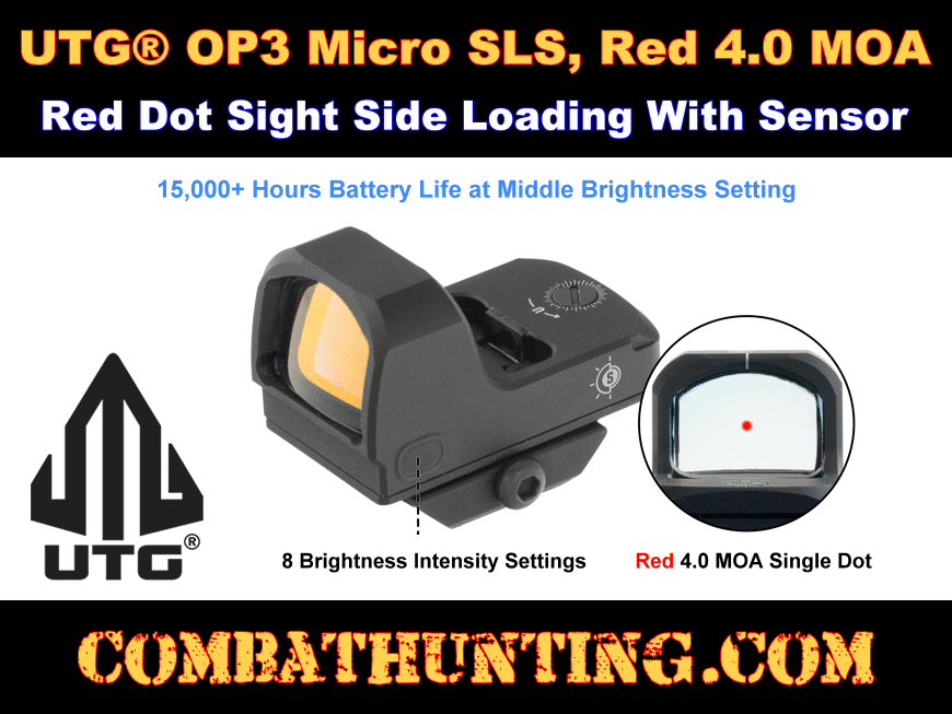 UTG OP3 Micro SLS Red 4.0 MOA Dot Sight, Side Loading Sensor style=