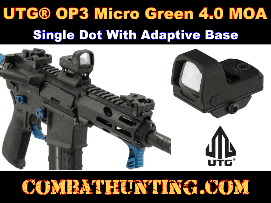 UTG® OP3 Micro, Green 4.0 MOA Single Dot, Adaptive Base style=