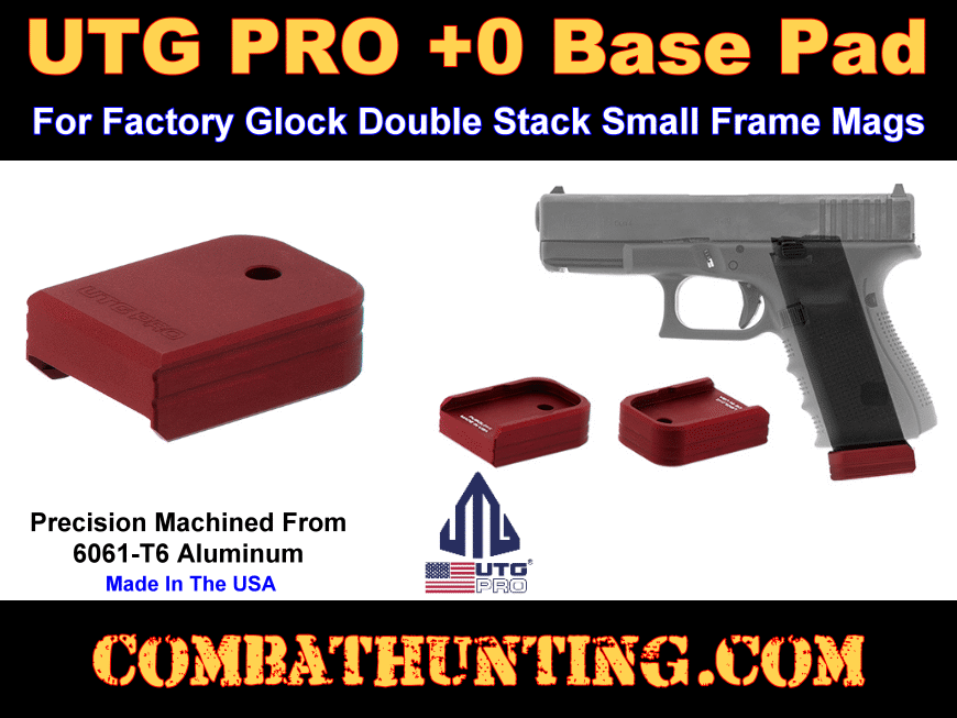 UTG PRO +0 Base Pad Glock Small Frame Matte Red Aluminum style=