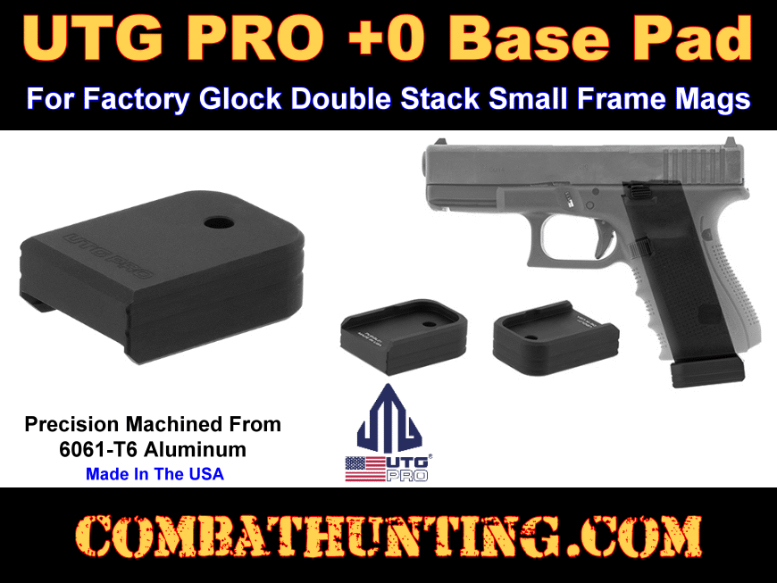 UTG PRO +0 Base Pad Glock Small Frame Matte Black Aluminum style=