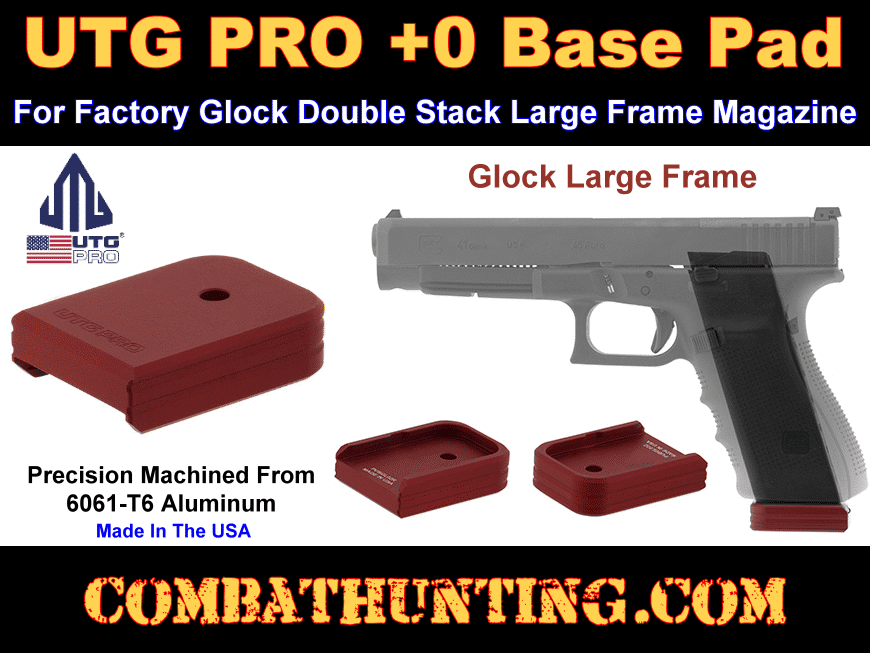 UTG PRO +0 Base Pad Glock Large Frame Matte Red Aluminum style=