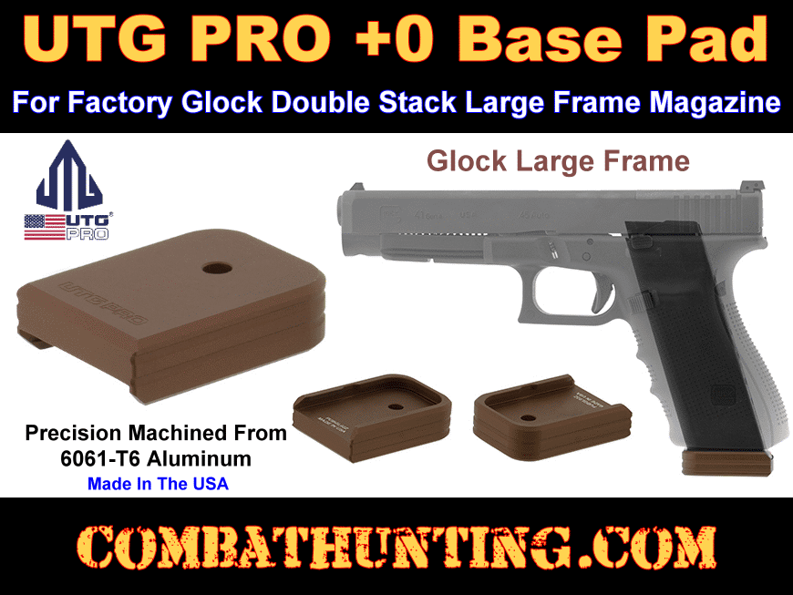 UTG PRO +0 Base Pad Glock Large Frame Matte Bronze Aluminum style=