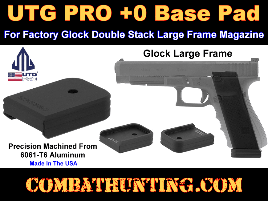 UTG PRO +0 Base Pad Glock Large Frame Matte Black Aluminum style=