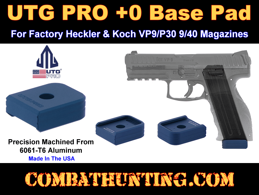 UTG PRO +0 Base Pad HK VP9/P30 9/40 Matte Blue Aluminum style=