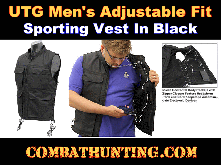 UTG Men's Adjustable Fit (S-M) Sporting Vest Black style=