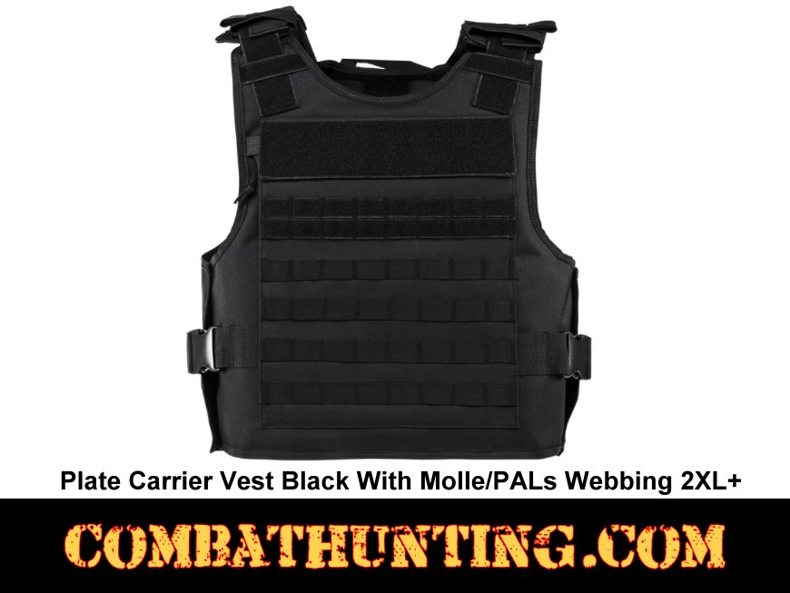 BLACK Police Military Tactical MOLLE PALs Adj Plate Carrier Vest​ 