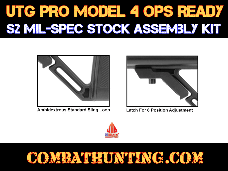 UTG PRO Model 4 Ops Ready S2 Mil-Spec Stock Assembly Kit Black style=