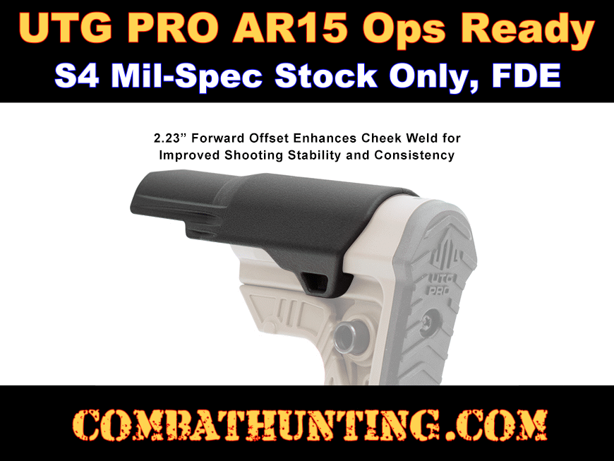 UTG PRO AR15 Ops Ready S4 Mil-spec Stock Only, FDE style=