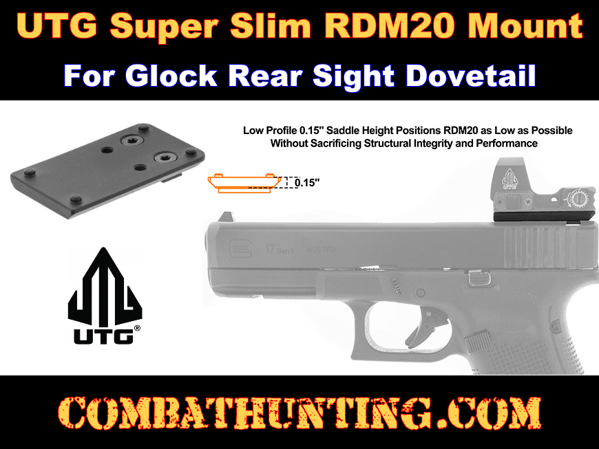 UTG Super Slim RDM20 Mount for Glock Rear Sight Dovetail style=