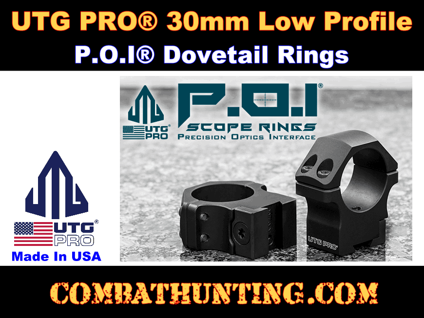 UTG PRO 30mm 2PCs Low Profile P.O.I Dovetail Rings style=
