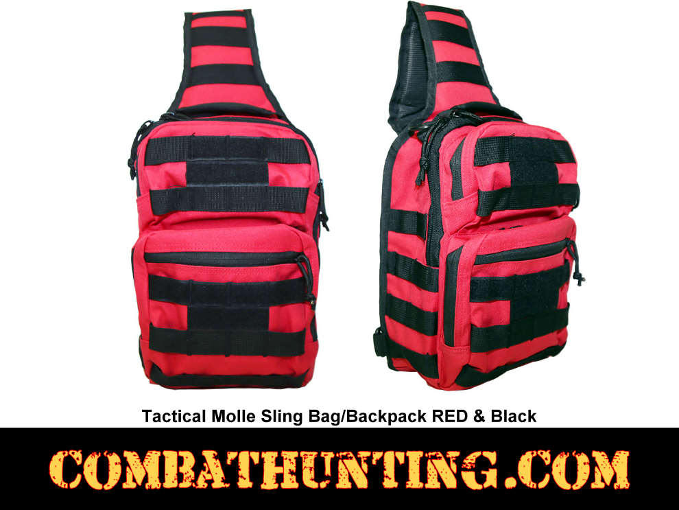 RED Sling Backpack First Aid EMS Emergency Medical Molle Bag style=