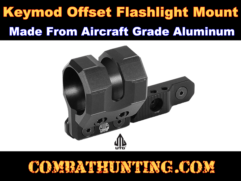 UTG Leapers Offset Flashlight Ring Mount Keymod Matte Black style=