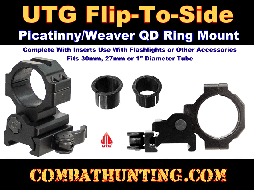 UTG Flip to Side Magnifier Mount Picatinny/Weaver QD Ring Mount style=