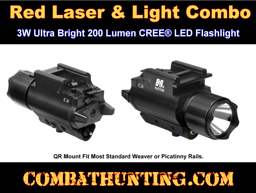 Tactical Light and Laser Combo With QR Picatinny Mount style=