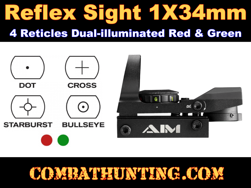 Red and Green Reflex Sight With 4 Reticles style=