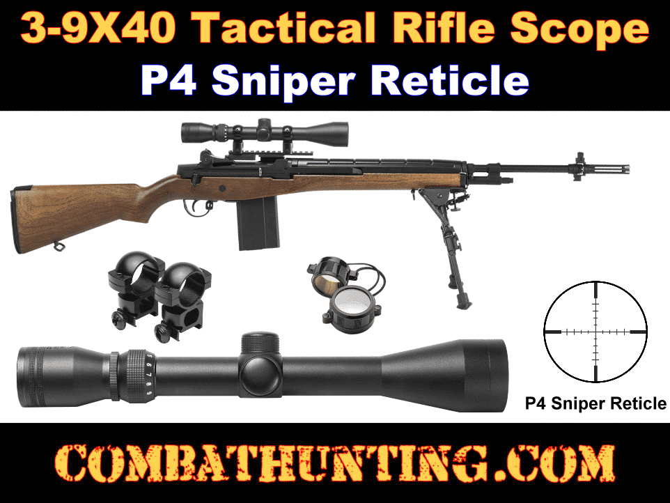 3-9x40 Riflescope P4 Sniper Reticle style=