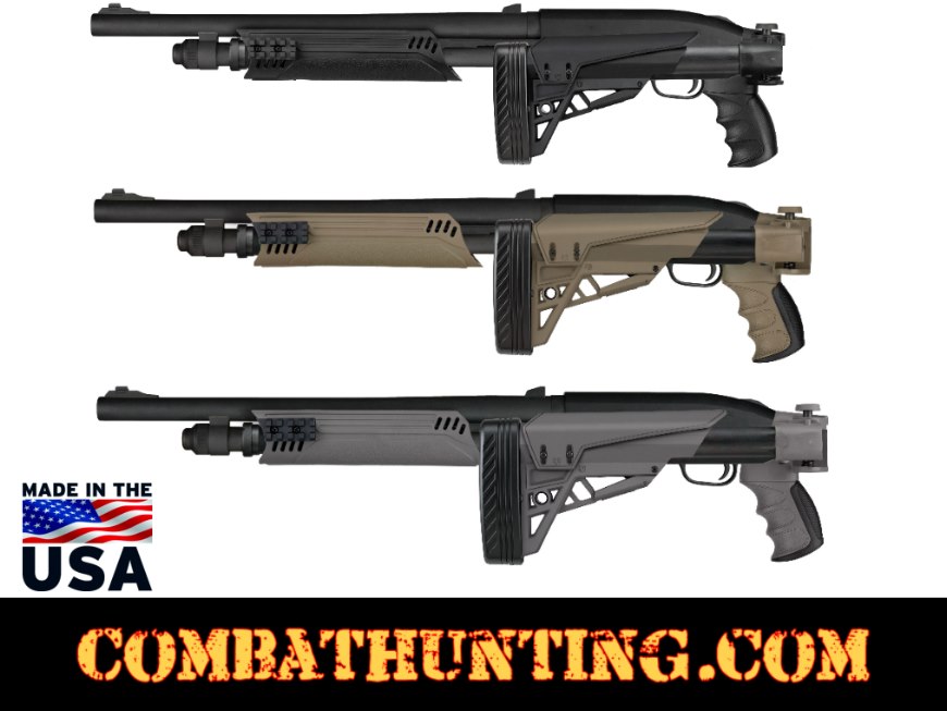 Remington 870 Tactical Side Folding Stock Kit & Forend Black style=