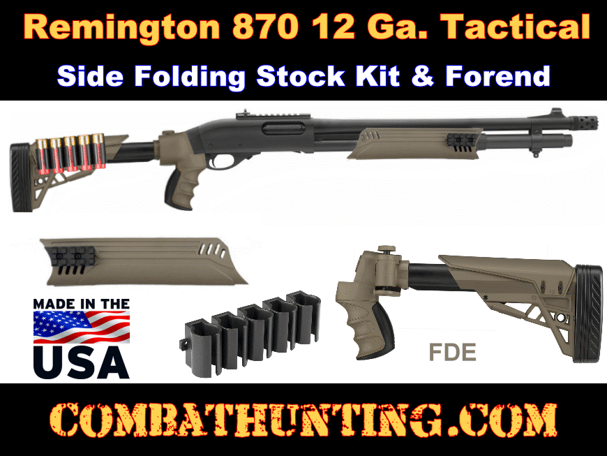 Remington 870 Tactical Side Folding Stock Kit & Forend FDE style=