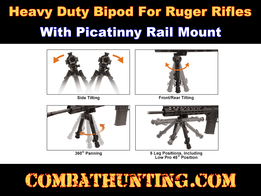 Ruger Precision Rifle Bipod Picatinny Rail Mount style=