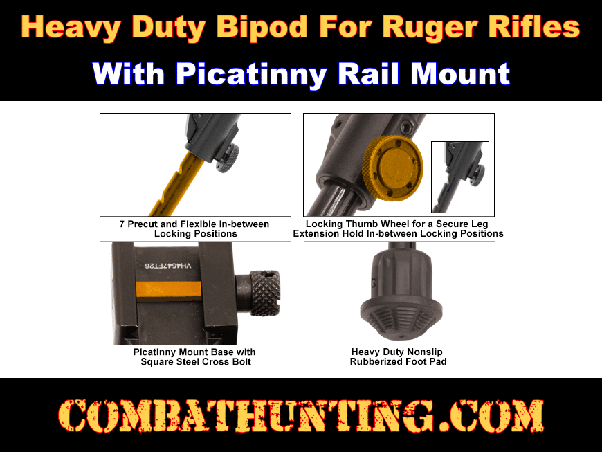Ruger Precision Rifle Bipod Picatinny Rail Mount style=