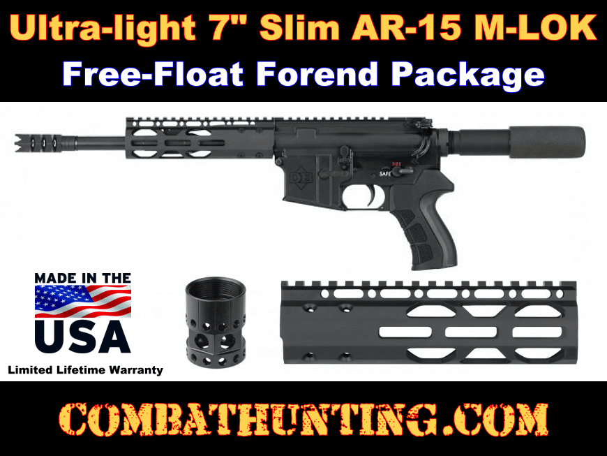 AR-15 7 inch Free Float Handguard With Barrel Nut M-LOK style=