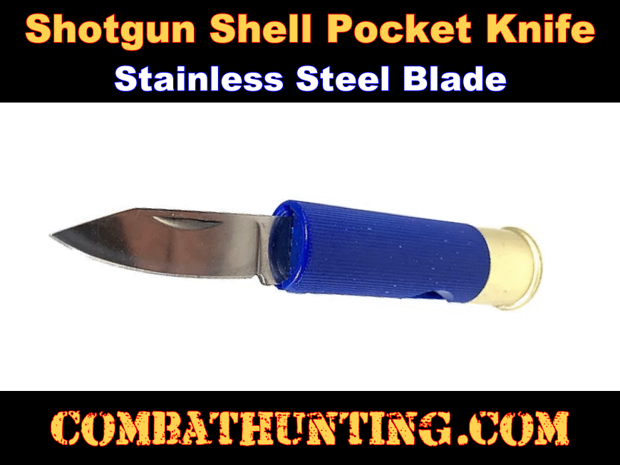 Shotgun Shell Knife Blue style=