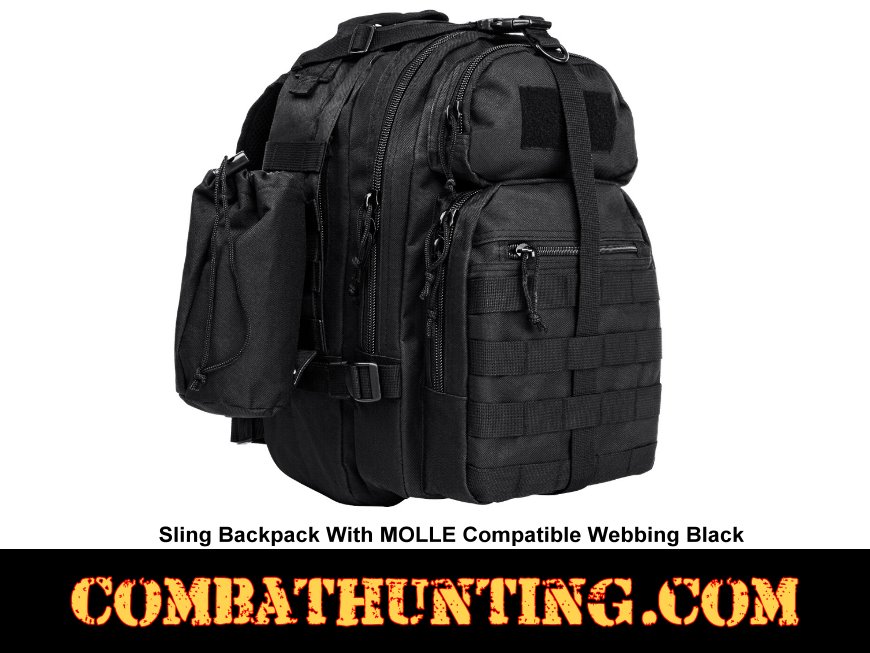 Sling Backpack With MOLLE Compatible Webbing Black style=