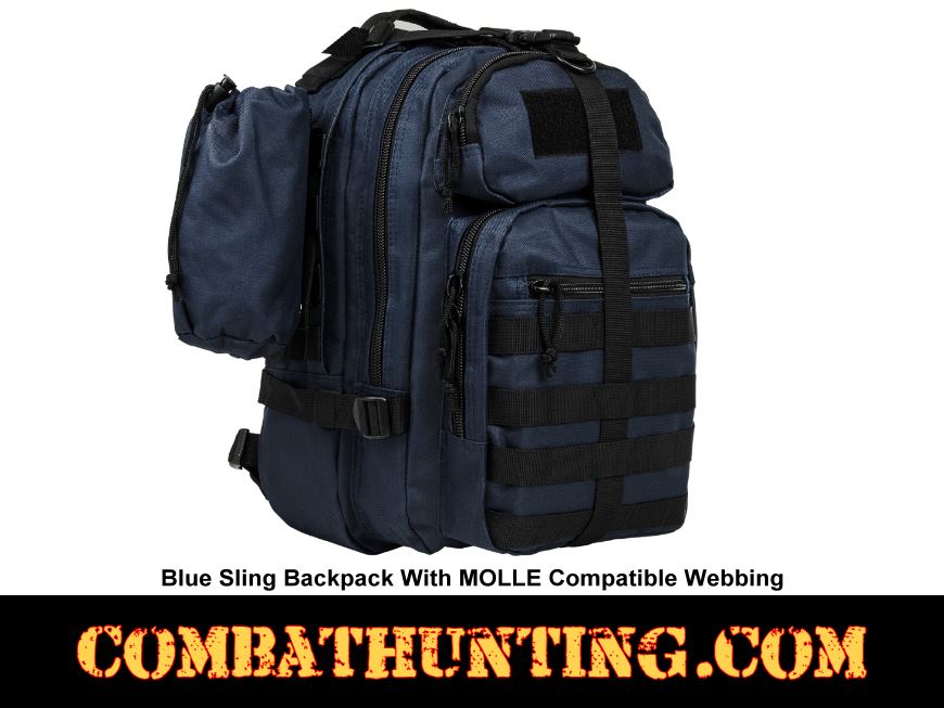 Sling Backpack With MOLLE Compatible Webbing Blue style=