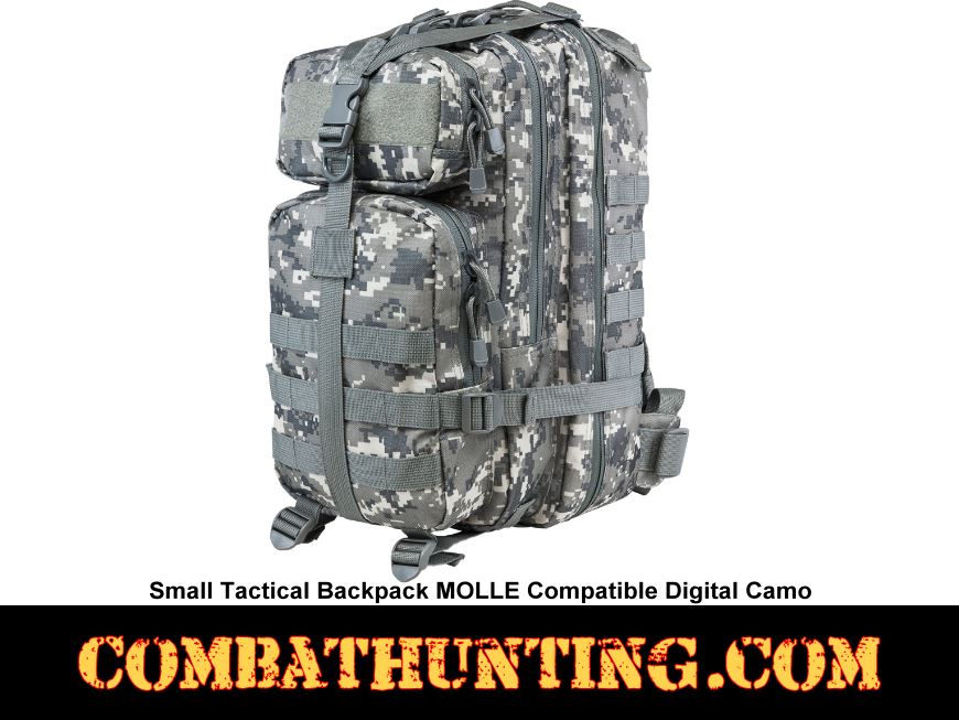 Small Tactical Backpack MOLLE Compatible Digital Camo style=