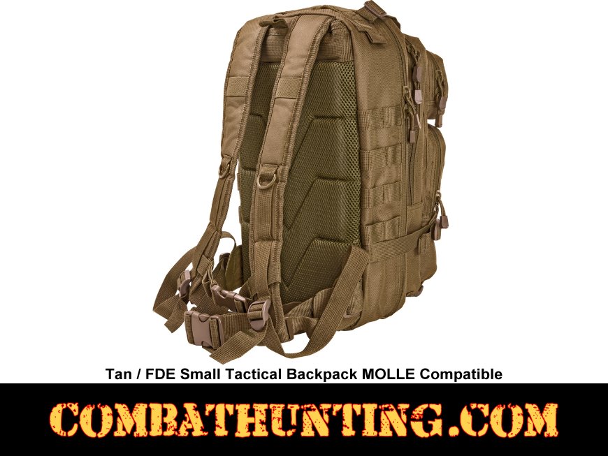 Small Tactical Backpack Tan/FDE MOLLE Compatible style=