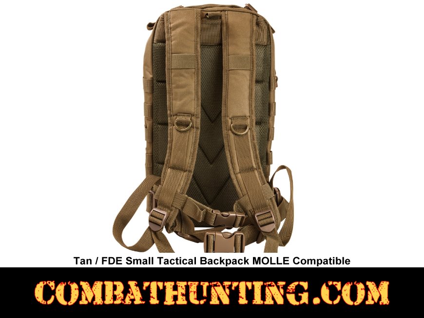 Small Tactical Backpack Tan/FDE MOLLE Compatible style=