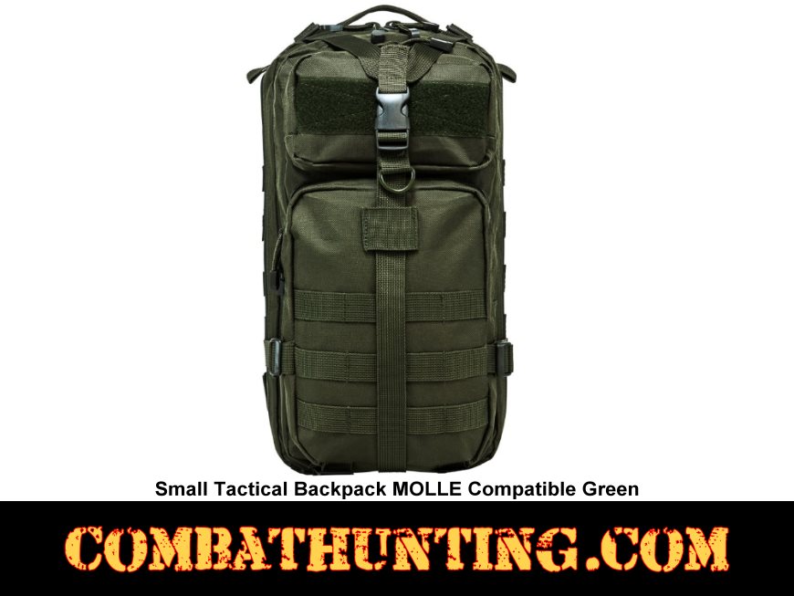 Small Tactical Backpack MOLLE Compatible Green style=
