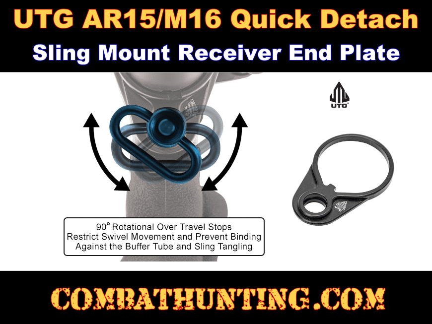 UTG AR15 Quick Detach Receiver End Plate Matte Black Steel style=