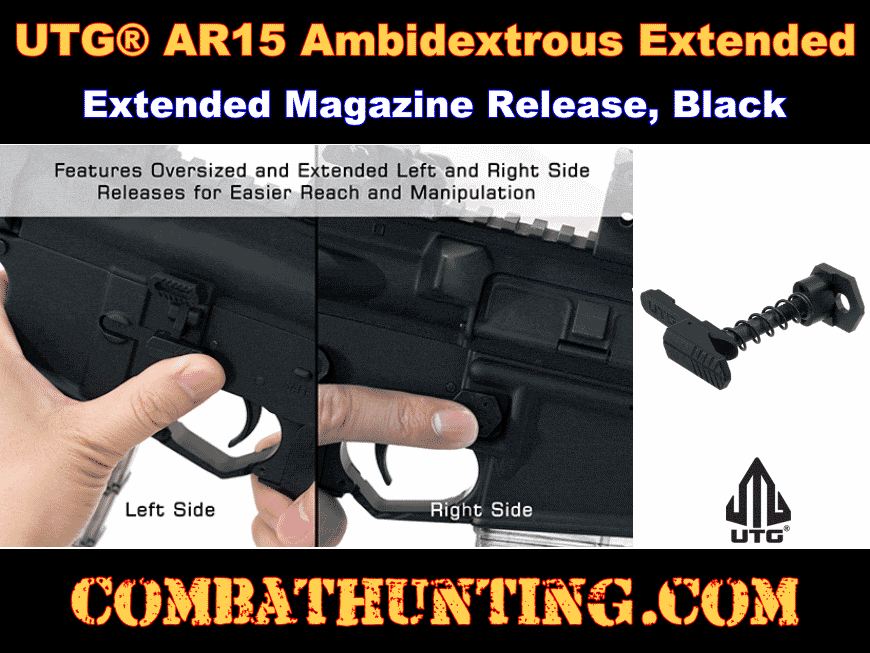 UTG AR15 Ambidextrous Extended Magazine Release Black style=